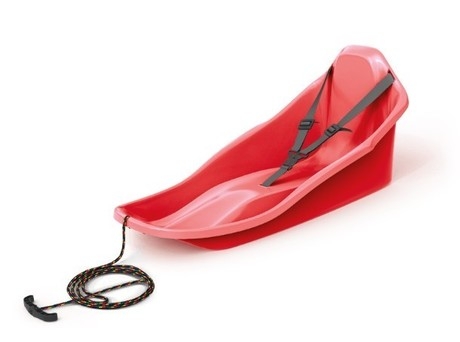 Dječje sanjke TOPO sa sigurnosnim pojasom (PVC) - Crvene